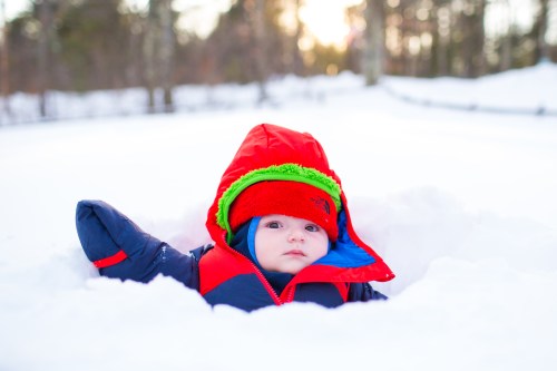 Cam standing up in the snow