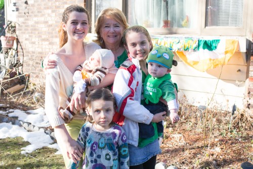 Cam with his cousins Sydney, Lilly, Erin, and Cian. Grandma too. 