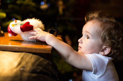 Table Snowman turned Baby Toy