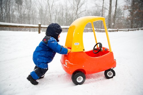 Every snow storm Cam made sure to test out the drive way with his car!