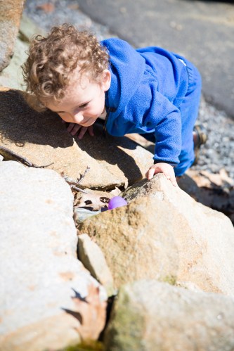 Scaling a rock wall for Easter Egg Hunt #2