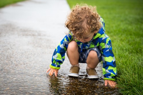 Playing in the water after the rain