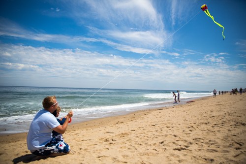 Flying a kite at the National Sea Shore